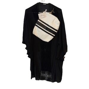 Sunday In Naples Black Crochet Kimono Cover Up & Bag, Beach Cruise Apparel OSFA